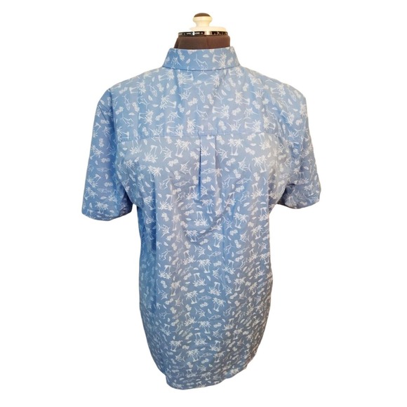 CROFT & Barrow Size L TALL Blue SAILBOAT PRINT SHORT SLEEVE Men's SHIRT NWT - Picture 5 of 6